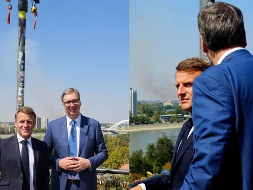Vučić Macronu pokazivao ljepote Vojvodine, dok iza njih gori gradska deponija