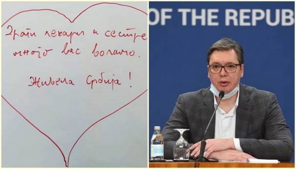 Vučić objavio crtež na Instagramu: Dragi ljekari i sestre, mnogo vas volimo