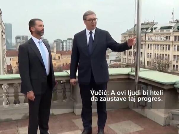 Vučić pokazao Trumpovom sinu demonstrante: Oni bi zaustavili progres Srbije