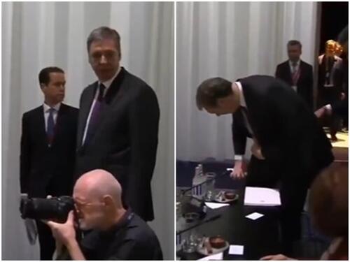 Vučić u Danskoj nije imao mjesto u sali pa polomio stolicu