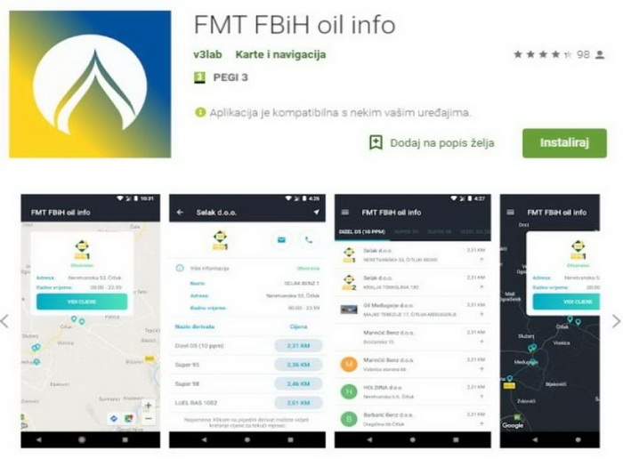 Web aplikacija za praćenje cijena goriva trenutno nije dostupna