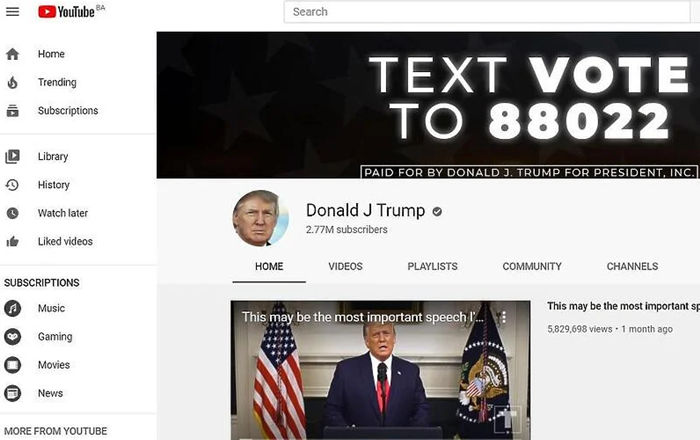 YouTube suspendovao kanal Donalda Trumpa na najmanje sedam dana