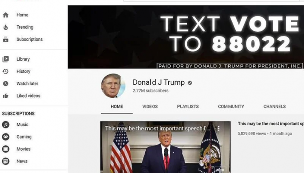 YouTube suspendovao kanal Donalda Trumpa na najmanje sedam dana