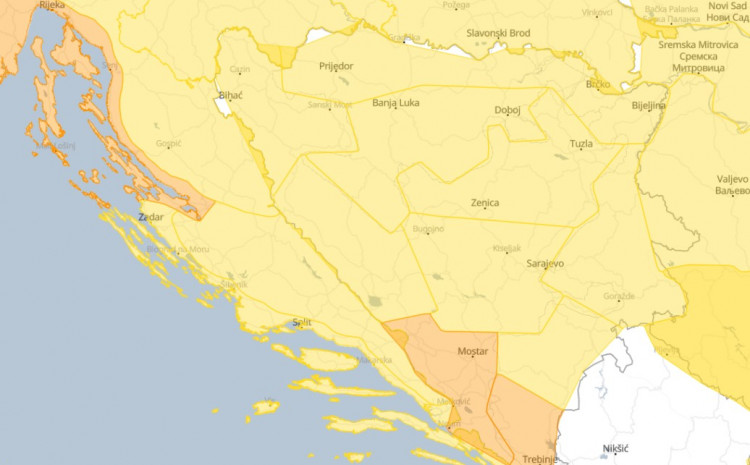 Za veći dio BiH upaljen žuti meteoalarm: Moguće poplave zbog obilnih padavina