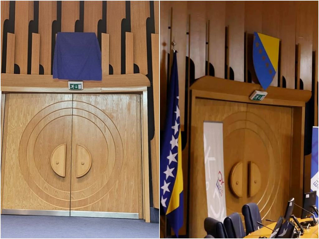 Zastave i grb BiH vraćeni u Plavu salu Parlamenta