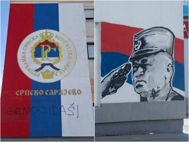 Zbog natpisa "genocidaši" ekspresno privođenje, a Mladićev mural i dalje stoji