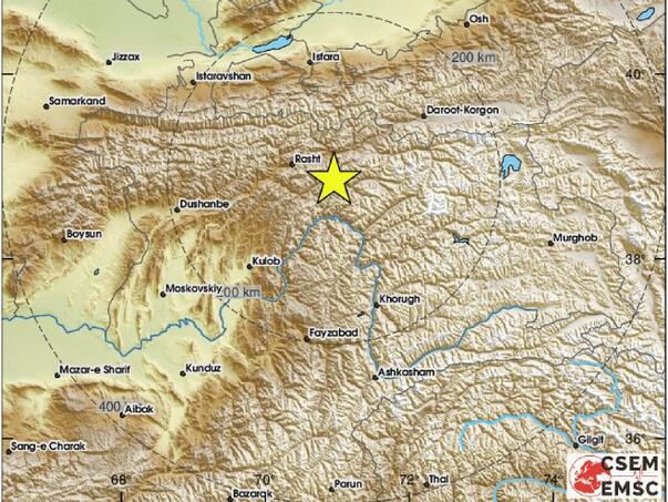 Zemljotres jačine 6,4 stepena po Rihteru pogodio Tadžikistan