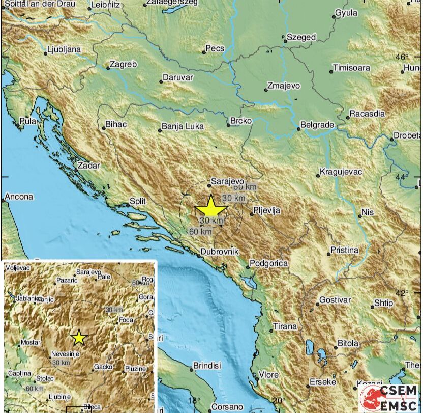 Zemljotres magnitude 2.8 pogodio BiH