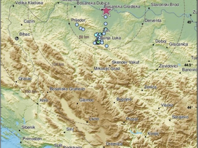 Zemljotres se osjetio u Banjaluci, epicentar šest kilometara od Gradiške