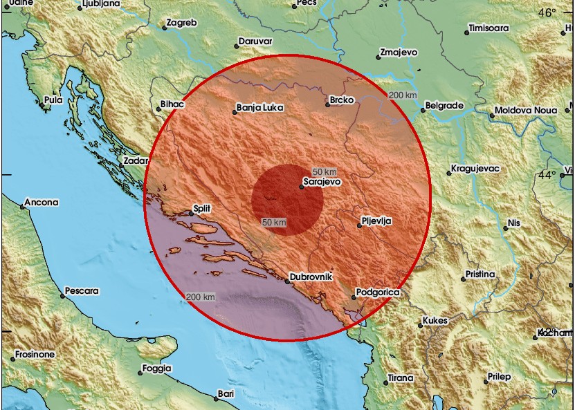 Zemljotres potresao BiH  i Crnu Goru