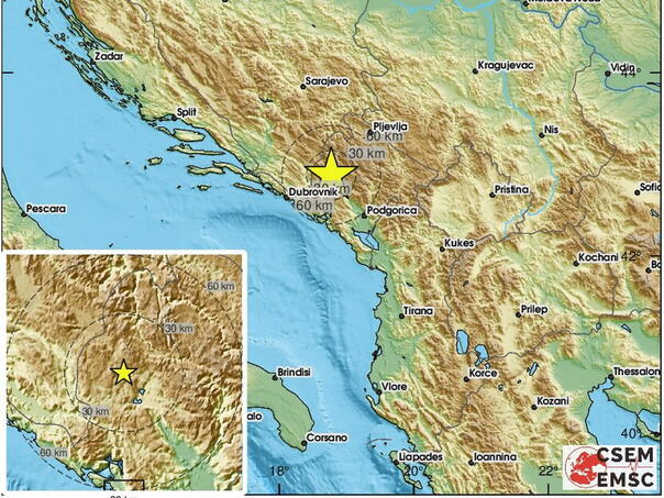 Zemljotres zatresao Crnu Goru: Epicentar u blizini Nikšića