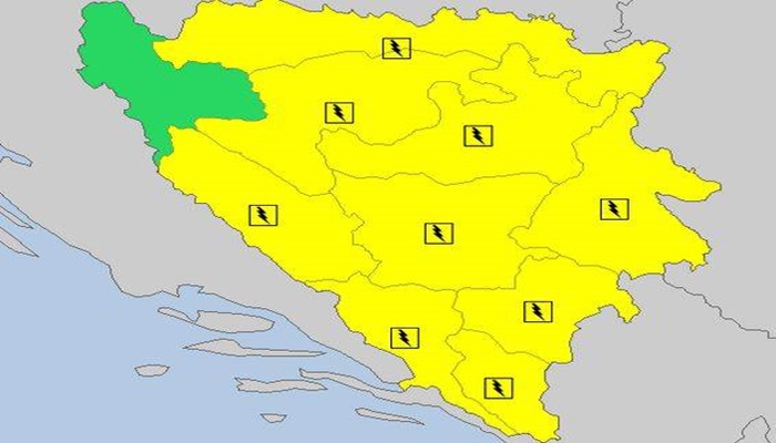 Žuto upozorenje zbog nepovoljnih vremenskih prilika u BiH
